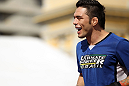 BELO HORIZONTE, BRAZIL - JUNE 20:   Rony Mariano Bezerra works out for the fans and media during the UFC 147 open workouts at Praca da Estacao on June 20, 2012 in Belo Horizonte, Brazil.  (Photo by Josh Hedges/Zuffa LLC/Zuffa LLC via Getty Images)