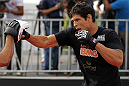 BELO HORIZONTE, BRAZIL - JUNE 20:   Cezar Ferreira works out for the fans and media during the UFC 147 open workouts at Praca da Estacao on June 20, 2012 in Belo Horizonte, Brazil.  (Photo by Josh Hedges/Zuffa LLC/Zuffa LLC via Getty Images)