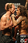 ATLANTIC CITY, NJ - JUNE 21: (L-R) Lightweight opponents Gray Maynard and Clay Guida face off after making weight for his fight against Gray Maynard during the UFC on FX official weigh in at Revel Casino on June 21, 2012 in Atlantic City, New Jersey.   (Photo by Nick Laham/Zuffa LLC/Zuffa LLC via Getty Images)