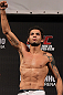 BELO HORIZONTE, BRAZIL - JUNE 22:   Milton Vieira makes weight during the UFC 147 weigh in at Est&Atilde;&iexcl;dio Jornalista Felipe Drummond on June 22, 2012 in Belo Horizonte, Brazil.  (Photo by Josh Hedges/Zuffa LLC/Zuffa LLC via Getty Images)