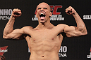 BELO HORIZONTE, BRAZIL - JUNE 22:   Thiago Perpetuo makes weight during the UFC 147 weigh in at Est&Atilde;&iexcl;dio Jornalista Felipe Drummond on June 22, 2012 in Belo Horizonte, Brazil.  (Photo by Josh Hedges/Zuffa LLC/Zuffa LLC via Getty Images)