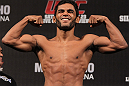 BELO HORIZONTE, BRAZIL - JUNE 22:   Hugo "Wolverine" Viana makes weight during the UFC 147 weigh in at Est&Atilde;&iexcl;dio Jornalista Felipe Drummond on June 22, 2012 in Belo Horizonte, Brazil.  (Photo by Josh Hedges/Zuffa LLC/Zuffa LLC via Getty Images)