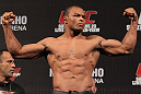 BELO HORIZONTE, BRAZIL - JUNE 22:   Francisco Trinaldo makes weight during the UFC 147 weigh in at Est&Atilde;&iexcl;dio Jornalista Felipe Drummond on June 22, 2012 in Belo Horizonte, Brazil.  (Photo by Josh Hedges/Zuffa LLC/Zuffa LLC via Getty Images)