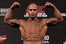 BELO HORIZONTE, BRAZIL - JUNE 22:   Delson "Pe De Chumbo" Heleno makes weight during the UFC 147 weigh in at Est&Atilde;&iexcl;dio Jornalista Felipe Drummond on June 22, 2012 in Belo Horizonte, Brazil.  (Photo by Josh Hedges/Zuffa LLC/Zuffa LLC via Getty Images)
