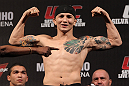 BELO HORIZONTE, BRAZIL - JUNE 22:   Anistavio Medeiros makes weight during the UFC 147 weigh in at Estadio Jornalista Felipe Drummond on June 22, 2012 in Belo Horizonte, Brazil.  (Photo by Josh Hedges/Zuffa LLC/Zuffa LLC via Getty Images)