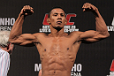 BELO HORIZONTE, BRAZIL - JUNE 22:   Yuri Alcantara makes weight during the UFC 147 weigh in at Estadio Jornalista Felipe Drummond on June 22, 2012 in Belo Horizonte, Brazil.  (Photo by Josh Hedges/Zuffa LLC/Zuffa LLC via Getty Images)