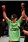 ATLANTIC CITY, NJ - JUNE 22:  Steven Siler celebrates his win by submission guillotine choke against Joe Gambino (not pictured) in a featherweight bout during UFC on FX 4 at Revel Casino on June 22, 2012 in Atlantic City, New Jersey.  (Photo by Nick Laham/Zuffa LLC/Zuffa LLC)