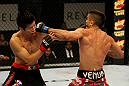 ATLANTIC CITY, NJ - JUNE 22:  Ricardo Lamas (R) punches Hatsu Hioki (L) in a featherweight bout during UFC on FX 4 at Revel Casino on June 22, 2012 in Atlantic City, New Jersey.  (Photo by Nick Laham/Zuffa LLC/Zuffa LLC)