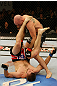 ATLANTIC CITY, NJ - JUNE 22:  Brian Ebersole (T) battles T.J. Waldburger (B) in a welterweight bout during UFC on FX 4 at Revel Casino on June 22, 2012 in Atlantic City, New Jersey.  (Photo by Nick Laham/Zuffa LLC/Zuffa LLC)