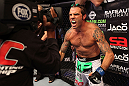 ATLANTIC CITY, NJ - JUNE 22:  Clay Guida (R) shouts before fighting Gray Maynard (not pictured) in the main event lightweight bout during UFC on FX 4 at Revel Casino on June 22, 2012 in Atlantic City, New Jersey.  (Photo by Nick Laham/Zuffa LLC/Zuffa LLC)