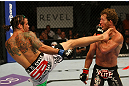 ATLANTIC CITY, NJ - JUNE 22:  Clay Guida (L) throws a kick against Gray Maynard (R) in the main event lightweight bout during UFC on FX 4 at Revel Casino on June 22, 2012 in Atlantic City, New Jersey.  (Photo by Nick Laham/Zuffa LLC/Zuffa LLC)