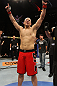 BELO HORIZONTE, BRAZIL - JUNE 23:   Thiago "Bodao" Perpetuo reacts after his TKO victory over Leonardo Mafra during their UFC 147 middleweight bout at Estadio Jornalista Felipe Drummond on June 23, 2012 in Belo Horizonte, Brazil.  (Photo by Josh Hedges/Zuffa LLC/Zuffa LLC via Getty Images)
