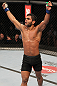 BELO HORIZONTE, BRAZIL - JUNE 23:   Hugo "Wolverine" Viana reacts after his three-round battle against John Teixeira  at Estadio Jornalista Felipe Drummond on June 23, 2012 in Belo Horizonte, Brazil.  (Photo by Josh Hedges/Zuffa LLC/Zuffa LLC via Getty Images)