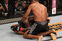 BELO HORIZONTE, BRAZIL - JUNE 23:   (R-L) Francisco Trinaldo punches Delson "Pe De Chumbo" Heleno during their UFC 147 middleweight bout at Estadio Jornalista Felipe Drummond on June 23, 2012 in Belo Horizonte, Brazil.  (Photo by Josh Hedges/Zuffa LLC/Zuffa LLC via Getty Images)