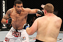 BELO HORIZONTE, BRAZIL - JUNE 23:   (L-R) Fabricio Werdum punches Mike Russow during their UFC 147 heavyweight bout at Estadio Jornalista Felipe Drummond on June 23, 2012 in Belo Horizonte, Brazil.  (Photo by Josh Hedges/Zuffa LLC/Zuffa LLC via Getty Images)