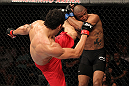 BELO HORIZONTE, BRAZIL - JUNE 23: (L-R) Cezar "Mutante" Ferreira kicks Sergio "Serginho" Moraes during their UFC 147 middleweight bout at Est&Atilde;&iexcl;dio Jornalista Felipe Drummond on June 23, 2012 in Belo Horizonte, Brazil. (Photo by Josh Hedges/Zuffa LLC/Zuffa LLC via Getty Images)