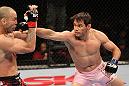 BELO HORIZONTE, BRAZIL - JUNE 23:   (R-L) Rich Franklin punches Wanderlei Silva during their UFC 147 catchweight bout at Estadio Jornalista Felipe Drummond on June 23, 2012 in Belo Horizonte, Brazil.  (Photo by Josh Hedges/Zuffa LLC/Zuffa LLC via Getty Images)
