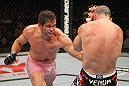 BELO HORIZONTE, BRAZIL - JUNE 23:   (L-R) Rich Franklin punches Wanderlei Silva during their UFC 147 catchweight bout at Estadio Jornalista Felipe Drummond on June 23, 2012 in Belo Horizonte, Brazil.  (Photo by Josh Hedges/Zuffa LLC/Zuffa LLC via Getty Images)