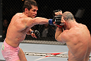 BELO HORIZONTE, BRAZIL - JUNE 23:   (L-R) Rich Franklin punches Wanderlei Silva during their UFC 147 catchweight bout at Estadio Jornalista Felipe Drummond on June 23, 2012 in Belo Horizonte, Brazil.  (Photo by Josh Hedges/Zuffa LLC/Zuffa LLC via Getty Images)