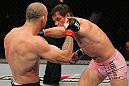 BELO HORIZONTE, BRAZIL - JUNE 23:  (R-L) Rich Franklin punches Wanderlei Silva during their UFC 147 catchweight bout at Estadio Jornalista Felipe Drummond on June 23, 2012 in Belo Horizonte, Brazil.  (Photo by Josh Hedges/Zuffa LLC/Zuffa LLC via Getty Images)