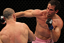 BELO HORIZONTE, BRAZIL - JUNE 23:   (R-L) Rich Franklin punches Wanderlei Silva during their UFC 147 catchweight bout at Estadio Jornalista Felipe Drummond on June 23, 2012 in Belo Horizonte, Brazil.  (Photo by Josh Hedges/Zuffa LLC/Zuffa LLC via Getty Images)