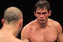 BELO HORIZONTE, BRAZIL - JUNE 23:   (R-L) Rich Franklin squares off with Wanderlei Silva during their UFC 147 catchweight bout at Estadio Jornalista Felipe Drummond on June 23, 2012 in Belo Horizonte, Brazil.  (Photo by Josh Hedges/Zuffa LLC/Zuffa LLC via Getty Images)