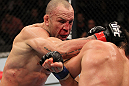 BELO HORIZONTE, BRAZIL - JUNE 23:   (L-R) Wanderlei Silva punches Rich Franklin during their UFC 147 catchweight bout at Estadio Jornalista Felipe Drummond on June 23, 2012 in Belo Horizonte, Brazil.  (Photo by Josh Hedges/Zuffa LLC/Zuffa LLC via Getty Images)