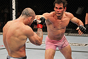 BELO HORIZONTE, BRAZIL - JUNE 23:   (R-L) Rich Franklin punches Wanderlei Silva during their UFC 147 catchweight bout at Estadio Jornalista Felipe Drummond on June 23, 2012 in Belo Horizonte, Brazil.  (Photo by Josh Hedges/Zuffa LLC/Zuffa LLC via Getty Images)