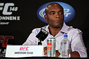 LAS VEGAS, NV - JULY 3:   UFC Middleweight Champion Anderson Silva attends  the UFC 148 press conference at Lagasse's Stadium inside The Palazzo on July 3, 2012 in Las Vegas, Nevada.  (Photo by Josh Hedges/Zuffa LLC/Zuffa LLC via Getty Images)