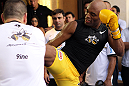 LAS VEGAS, NV - JULY 5:   Anderson Silva works out for the fans and media during the UFC 148 Open Workouts inside XS nightclub at the Encore on July 5, 2012 in Las Vegas, Nevada.  (Photo by Josh Hedges/Zuffa LLC/Zuffa LLC via Getty Images)