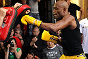 LAS VEGAS, NV - JULY 5:   Anderson Silva works out for the fans and media during the UFC 148 Open Workouts inside XS nightclub at the Encore on July 5, 2012 in Las Vegas, Nevada.  (Photo by Josh Hedges/Zuffa LLC/Zuffa LLC via Getty Images)