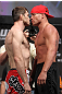 LAS VEGAS, NV - JULY 6:   (L-R) Opponents Forrest Griffin and Tito Ortiz face off during the UFC 148 Weigh In at the Mandalay Bay Events Center on July 6, 2012 in Las Vegas, Nevada.  (Photo by Josh Hedges/Zuffa LLC/Zuffa LLC via Getty Images)
