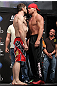 LAS VEGAS, NV - JULY 6:   (L-R) Opponents Forrest Griffin and Tito Ortiz face off during the UFC 148 Weigh In at the Mandalay Bay Events Center on July 6, 2012 in Las Vegas, Nevada.  (Photo by Josh Hedges/Zuffa LLC/Zuffa LLC via Getty Images)