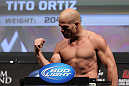 LAS VEGAS, NV - JULY 6:   Tito Ortiz makes weight during the UFC 148 Weigh In at the Mandalay Bay Events Center on July 6, 2012 in Las Vegas, Nevada.  (Photo by Josh Hedges/Zuffa LLC/Zuffa LLC via Getty Images)
