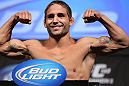 LAS VEGAS, NV - JULY 6:   Chad Mendes makes weight during the UFC 148 Weigh In at the Mandalay Bay Events Center on July 6, 2012 in Las Vegas, Nevada.  (Photo by Josh Hedges/Zuffa LLC/Zuffa LLC via Getty Images)