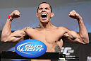 LAS VEGAS, NV - JULY 6:   Rafaello Oliveira makes weight during the UFC 148 Weigh In at the Mandalay Bay Events Center on July 6, 2012 in Las Vegas, Nevada.  (Photo by Josh Hedges/Zuffa LLC/Zuffa LLC via Getty Images)