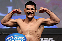 LAS VEGAS, NV - JULY 6:   Riki Fukuda makes weight during the UFC 148 Weigh In at the Mandalay Bay Events Center on July 6, 2012 in Las Vegas, Nevada.  (Photo by Josh Hedges/Zuffa LLC/Zuffa LLC via Getty Images)
