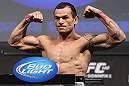 LAS VEGAS, NV - JULY 6:   Gleison Tibau makes weight during the UFC 148 Weigh In at the Mandalay Bay Events Center on July 6, 2012 in Las Vegas, Nevada.  (Photo by Josh Hedges/Zuffa LLC/Zuffa LLC via Getty Images)