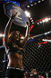 LAS VEGAS, NV - JULY 7:   UFC Octagon Girl Arianny Celeste waves at the crowd at UFC 148 inside MGM Grand Garden Arena on July 7, 2012 in Las Vegas, Nevada.  (Photo by Josh Hedges/Zuffa LLC/Zuffa LLC via Getty Images)  *** Local Caption *** Arianny Celeste