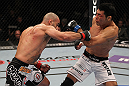 LAS VEGAS, NV - JULY 7:   (L-R) Costa Philippou punches Riki Fukuda during their middleweight bout at UFC 148 inside MGM Grand Garden Arena on July 7, 2012 in Las Vegas, Nevada.  (Photo by Josh Hedges/Zuffa LLC/Zuffa LLC via Getty Images)  *** Local Caption *** Constantinos Philippou; Riki Fukuda