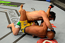 LAS VEGAS, NV - JULY 7:   Chael Sonnen (top) punches Anderson Silva during their UFC middleweight championship bout at UFC 148 inside MGM Grand Garden Arena on July 7, 2012 in Las Vegas, Nevada.  (Photo by Donald Miralle/Zuffa LLC/Zuffa LLC via Getty Images)  *** Local Caption *** Anderson Silva; Chael Sonnen