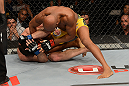 LAS VEGAS, NV - JULY 7:   (R-L) Anderson Silva punches Chael Sonnen during their UFC middleweight championship bout at UFC 148 inside MGM Grand Garden Arena on July 7, 2012 in Las Vegas, Nevada.  (Photo by Donald Miralle/Zuffa LLC/Zuffa LLC via Getty Images)  *** Local Caption *** Anderson Silva; Chael Sonnen