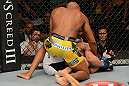LAS VEGAS, NV - JULY 7:   (R-L) Anderson Silva punches Chael Sonnen during their UFC middleweight championship bout at UFC 148 inside MGM Grand Garden Arena on July 7, 2012 in Las Vegas, Nevada.  (Photo by Donald Miralle/Zuffa LLC/Zuffa LLC via Getty Images)  *** Local Caption *** Anderson Silva; Chael Sonnen