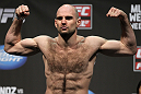 SAN JOSE, CA - JULY 10:   Dan Stittgen makes weight during the UFC on Fuel TV weigh in at HP Pavilion on July 10, 2012 in San Jose, California.  (Photo by Josh Hedges/Zuffa LLC/Zuffa LLC via Getty Images)