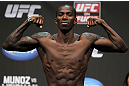 SAN JOSE, CA - JULY 10:   Anthony Njokuani makes weight during the UFC on Fuel TV weigh in at HP Pavilion on July 10, 2012 in San Jose, California.  (Photo by Josh Hedges/Zuffa LLC/Zuffa LLC via Getty Images)