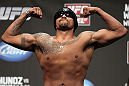 SAN JOSE, CA - JULY 10:   Joey Beltran makes weight during the UFC on Fuel TV weigh in at HP Pavilion on July 10, 2012 in San Jose, California.  (Photo by Josh Hedges/Zuffa LLC/Zuffa LLC via Getty Images)