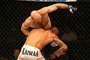 SAN JOSE, CA - JULY 11:   Dan Stittgen (blue gloves) punches Marcelo Guimaraes during their welterweight bout at HP Pavilion on July 11, 2012 in San Jose, California.  (Photo by Ezra Shaw/Zuffa LLC/Zuffa LLC via Getty Images)  *** Local Caption *** Marcelo Guimaraes; Dan Stittgen