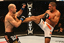 SAN JOSE, CA - JULY 11:   (R-L) Marcelo Guimaraes kicks Dan Stittgen during their welterweight bout at HP Pavilion on July 11, 2012 in San Jose, California.  (Photo by Ezra Shaw/Zuffa LLC/Zuffa LLC via Getty Images)  *** Local Caption *** Marcelo Guimaraes; Dan Stittgen