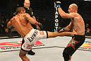 SAN JOSE, CA - JULY 11:   (L-R) Marcelo Guimaraes kicks Dan Stittgen during their welterweight bout at HP Pavilion on July 11, 2012 in San Jose, California.  (Photo by Ezra Shaw/Zuffa LLC/Zuffa LLC via Getty Images)  *** Local Caption *** Marcelo Guimaraes; Dan Stittgen