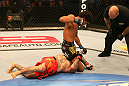 SAN JOSE, CA - JULY 11:   Alex Caceres (top) attempts to submit Damacio Page during their bantamweight bout at HP Pavilion on July 11, 2012 in San Jose, California.  (Photo by Ezra Shaw/Zuffa LLC/Zuffa LLC via Getty Images)  *** Local Caption *** Damacio Page; Alex Caceres